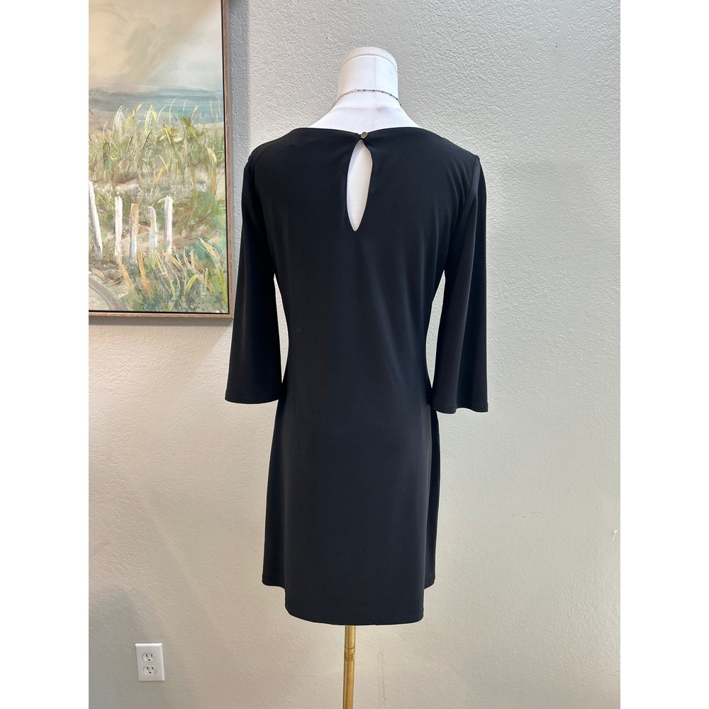 White House Black Market Black Studded Sheath Dress Petite Small SP Bell Sleeve - Picture 4 of 9